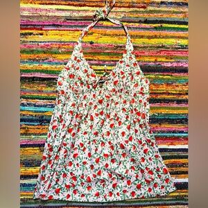 Vintage Strawberry Print Maternity Babydoll – Motherhood Size Small, Made in USA